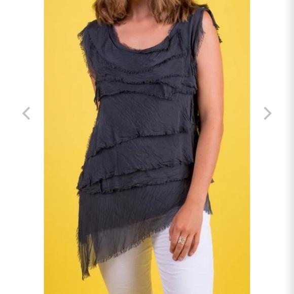 Gigi Moda Siena 100% Silk Top Washed Charcoal - O/S - Picture 1 of 3